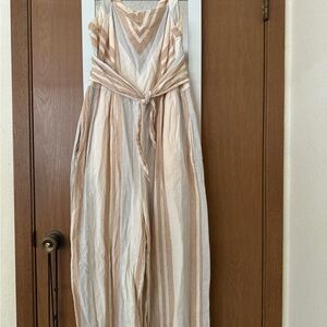 Anthropologie Beige and White Striped Garment